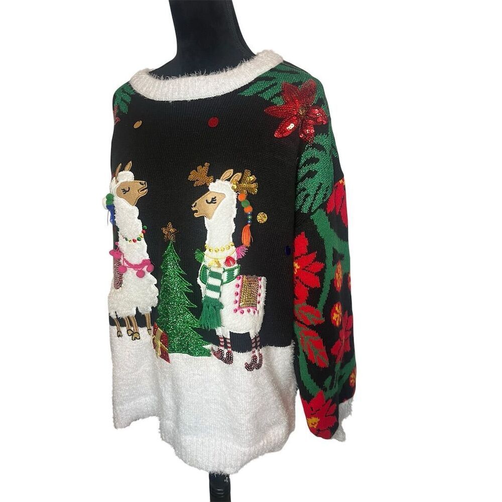 UGLY CHRISTMAS SWEATER LLAMA HOLIDAY TIMES FESTIVE SWEATER WOMENS SIZE 16W - Picture 4 of 9